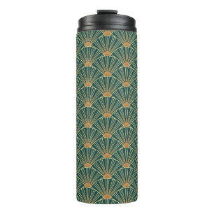Bouteilles Isothermes Motif sans couture géométrique avec lignes dorées.