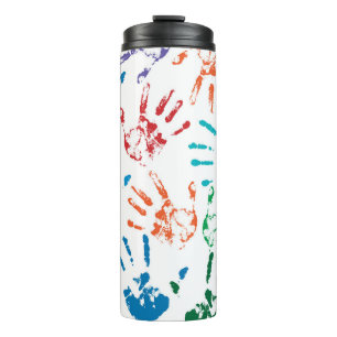 Bouteilles Isothermes Motif sans faille de mains humaines multicolores s