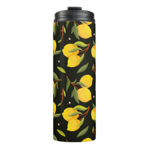 Bouteilles Isothermes Motif sans soudure au citron. Illustration de citr