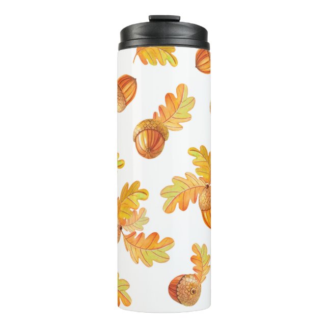 Bouteilles Isothermes motif sans soudure automne avec feuilles en chêne  (Devant)
