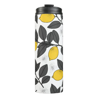 Bouteilles Isothermes Motif sans soudure tropicale avec citrons jaunes.