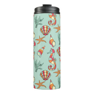Bouteilles Isothermes Motif Seahorse et Seashell Turquoise