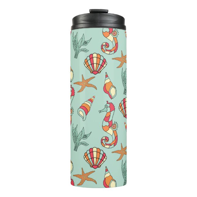 Bouteilles Isothermes Motif Seahorse et Seashell Turquoise (Devant)