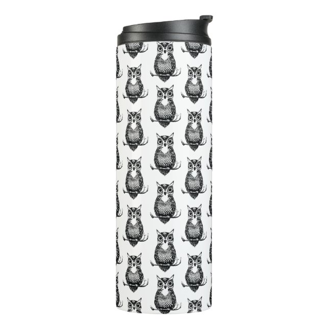 Bouteilles Isothermes Motif simple de Chouette noire et blanche (Tourné sur la gauche)