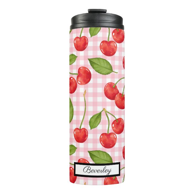 Bouteilles Isothermes Motif tendance Red Cherry en vichy arrière - plan (Devant)