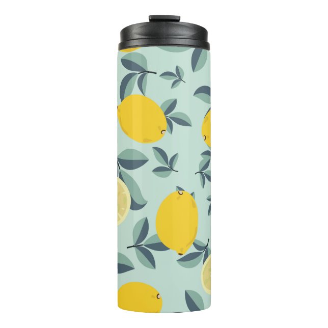 Bouteilles Isothermes Motif transparent tropical avec citrons jaunes (Devant)