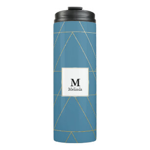 Bouteilles Isothermes Motif triangle bleu et or Monogram Tumbler