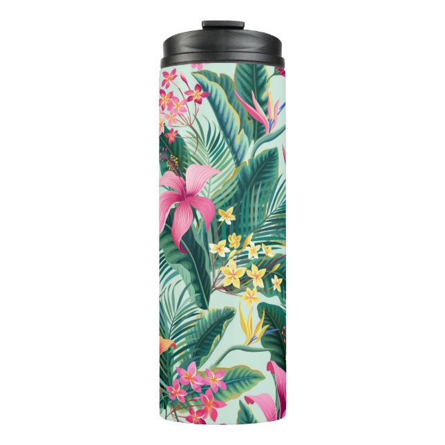 Bouteilles Isothermes motif tropical fleuri sans coutures avec hibiscus  (Devant)
