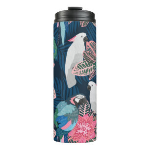 Bouteilles Isothermes Motif tropical sans couture avec perroquets. Vinta