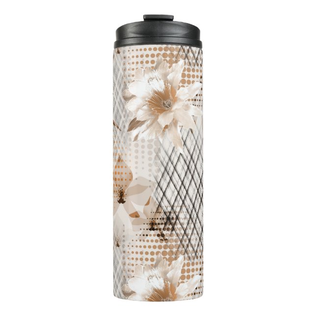 Bouteilles Isothermes Motif tropicale grise, beige. (Devant)