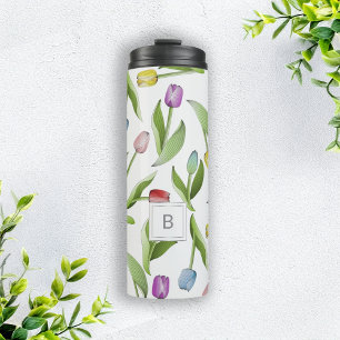 Bouteilles Isothermes Motif tulipe moderne couleur de monogramme
