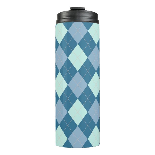 Bouteilles Isothermes Motif vintage Argyle bleu (Devant)