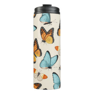 Bouteilles Isothermes motif vintage avec papillon tropique haut détaillé
