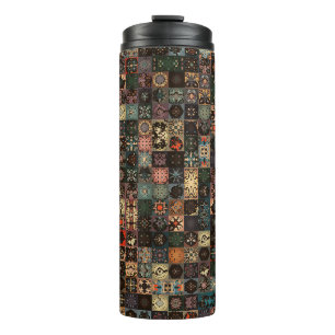 Bouteilles Isothermes Motif vintage coloré sans couture avec fleurs et