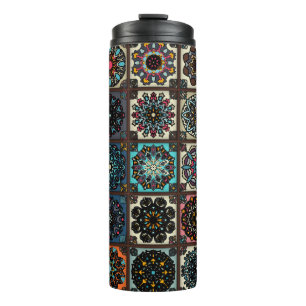 Bouteilles Isothermes Motif vintage coloré sans couture avec fleurs et