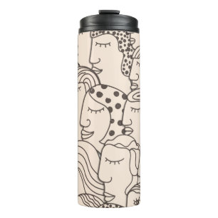 Bouteilles Isothermes Motif Vintage sans couture avec des visages fémini