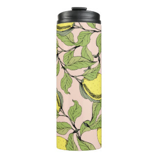 Bouteilles Isothermes Motif vintage sans soudure avec branches et citron