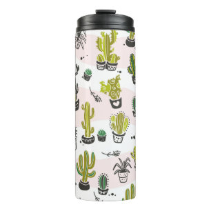 Bouteilles Isothermes motif vintage sans soudure avec cactus el dessiné