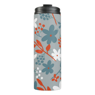 Bouteilles Isothermes Motif vintage simple. Arrière - plan gris, orange,