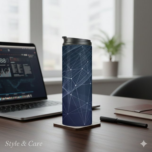 Bouteilles Isothermes Motif Wave et Geometry Abstrait (Abstract Wave & Geometry Pattern Thermal Tumbler)