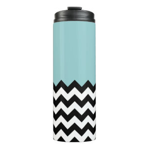 Bouteilles Isothermes Motif Zigzag noir et blanc, Chevron, Bleu