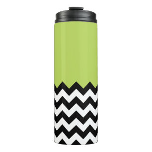 Bouteilles Isothermes Motif Zigzag noir et blanc, Chevron, Vert