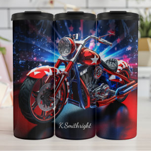 Bouteilles Isothermes Moto Patriotique 3D Rouge Bleu Blanc