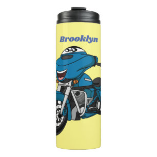 Bouteilles Isothermes Motocyclette dessin animé bleu heureux mignon