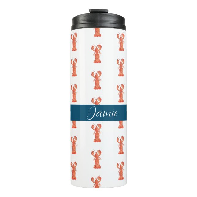 Bouteilles Isothermes Mouette de homard Crustacé Aquarelle Monogramme (Devant)