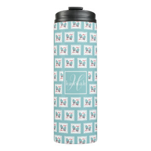 Bouteilles Isothermes Moufle de Noël la plus joyeuse Monogramme Bleu Arc