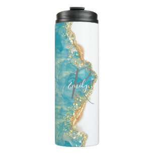 Bouteilles Isothermes Mousse de mer Marbre Marbre Nom Abstrait Monogramm