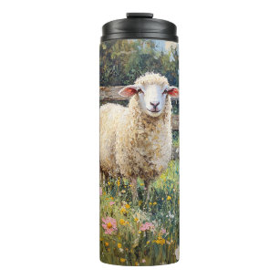 Bouteilles Isothermes Moutons de printemps avec peinture Fleur sauvage