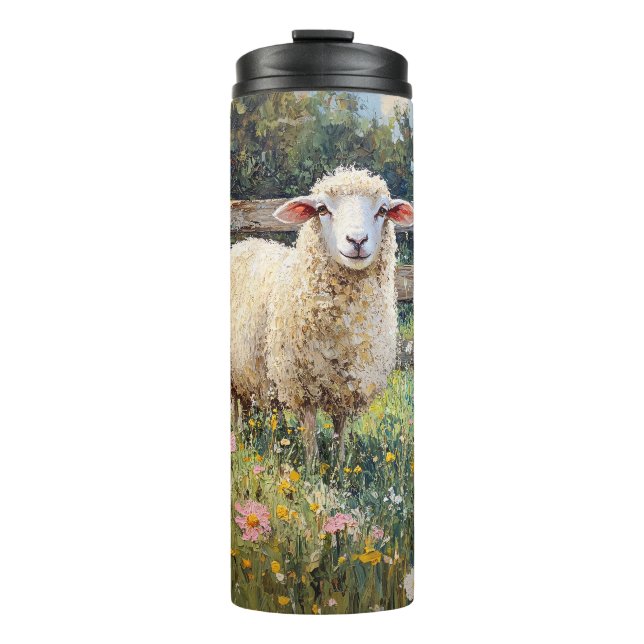 Bouteilles Isothermes Moutons de printemps avec peinture Fleur sauvage (Devant)