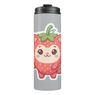Bouteilles Isothermes Mug de voyage chat mignon Kawaii fraise