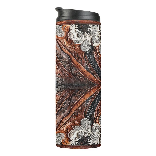 Bouteilles Isothermes Multi-Couleurs Cuir & Aspect Lanières Mariage Rust (Tourné sur la droite)