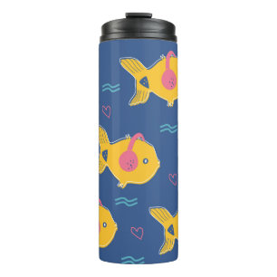 Bouteilles Isothermes Musique poissons dessin animé vintage sans couture