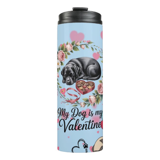 Bouteilles Isothermes My Dog Is My Valentine Floral Puppy Lover Design (Devant)