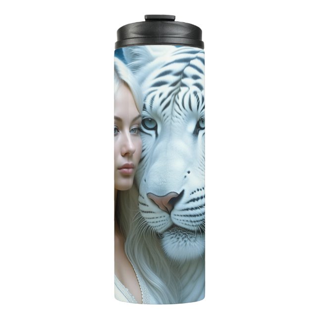 Bouteilles Isothermes Mystical White Tiger and Woman Personnalisé (Devant)