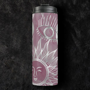 Bouteilles Isothermes Mystique solaire   Rose Argent Lune Étoiles Soleil