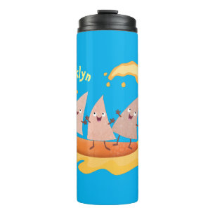 Bouteilles Isothermes Nachos corn chips mignons surfant dans un dessin a