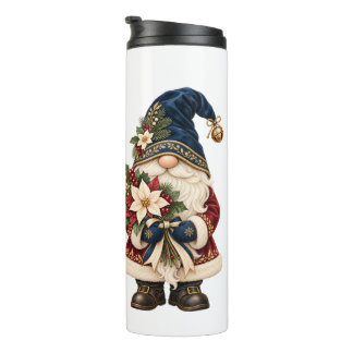 Bouteilles Isothermes Nain de Noël personnalisé avec poinsettias