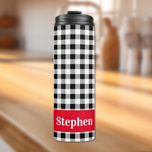 Bouteilles Isothermes Name Buffalo Check Red Accent 12oz Thermal Tumbler (Créateur téléchargé)