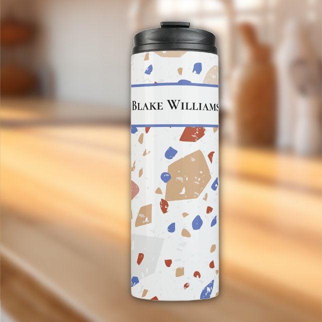 Bouteilles Isothermes Name, Earth Tones Mosaic Terrazzo Pattern 12oz (Créateur téléchargé)