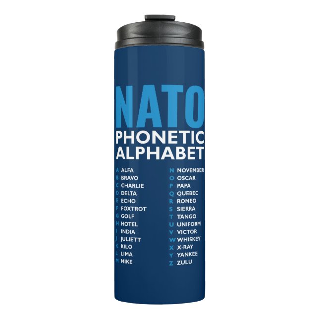 Bouteilles Isothermes NATO Phonetic Alphabet Alfa-Zulu Table (Devant)