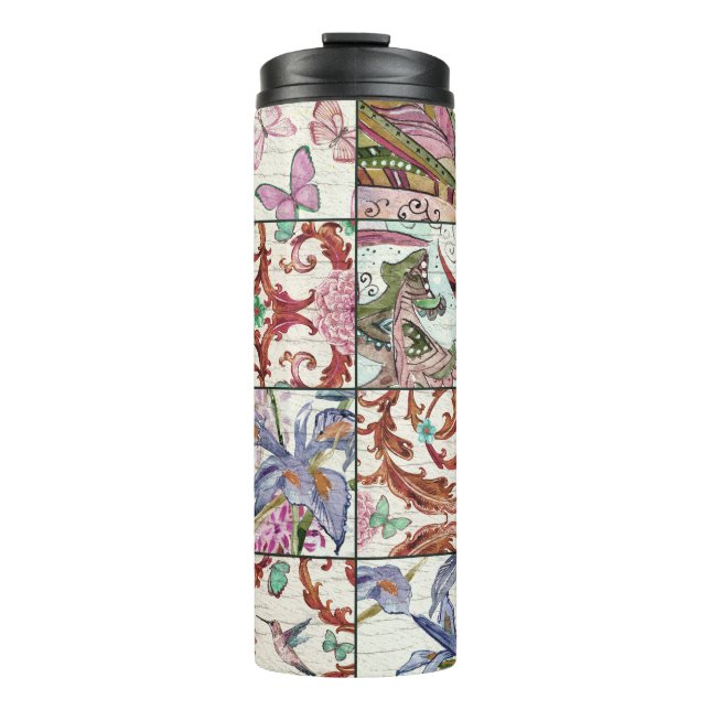 Bouteilles Isothermes Nature Patchwork : Chic Arrière - plan sans coutur (Devant)