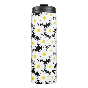 Bouteilles Isothermes Négative Space Daisies blanc jaune sur noir
