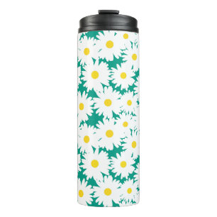 Bouteilles Isothermes Négative Space Daisies blanc jaune sur vert