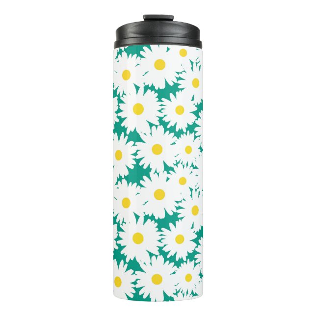 Bouteilles Isothermes Négative Space Daisies blanc jaune sur vert (Devant)