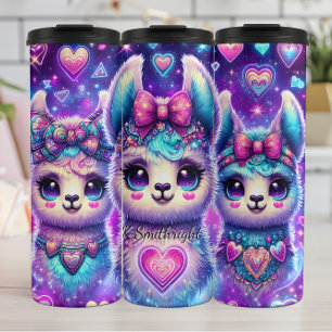 Bouteilles Isothermes Neon Galaxy Llama Trio avec Coeurs