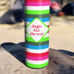 Bouteilles Isothermes Neon Retro Christmas Stripe personnalisable